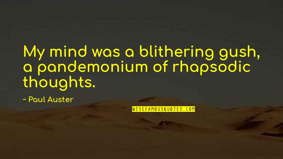 Mario Benedetti Quotes By Paul Auster: My mind was a blithering gush, a pandemonium