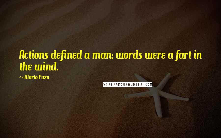 Mario Puzo quotes: Actions defined a man; words were a fart in the wind.