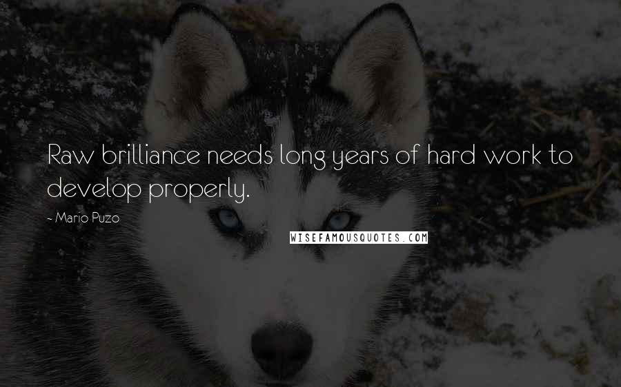 Mario Puzo quotes: Raw brilliance needs long years of hard work to develop properly.