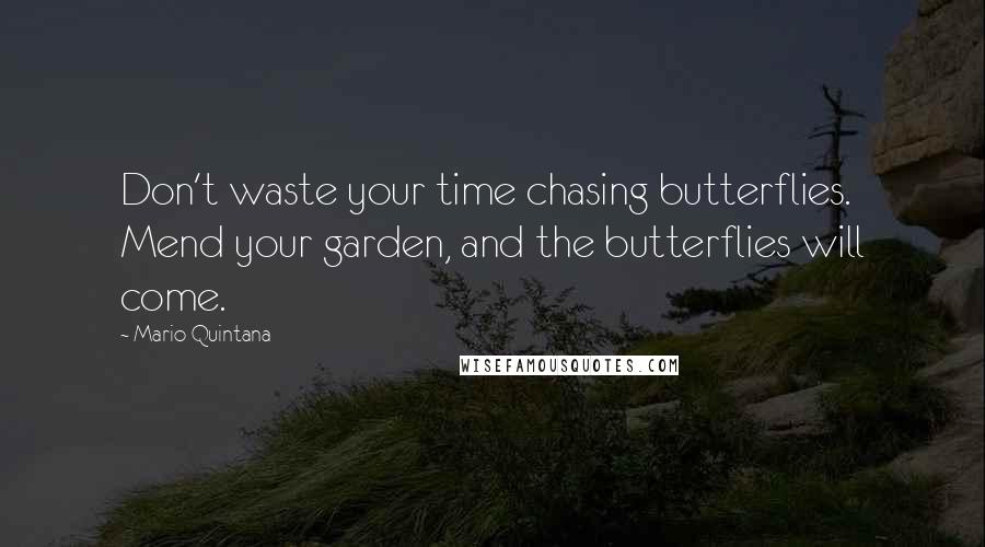Mario Quintana quotes: Don't waste your time chasing butterflies. Mend your garden, and the butterflies will come.