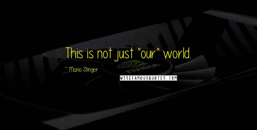 Mario Stinger quotes: This is not just "our" world.