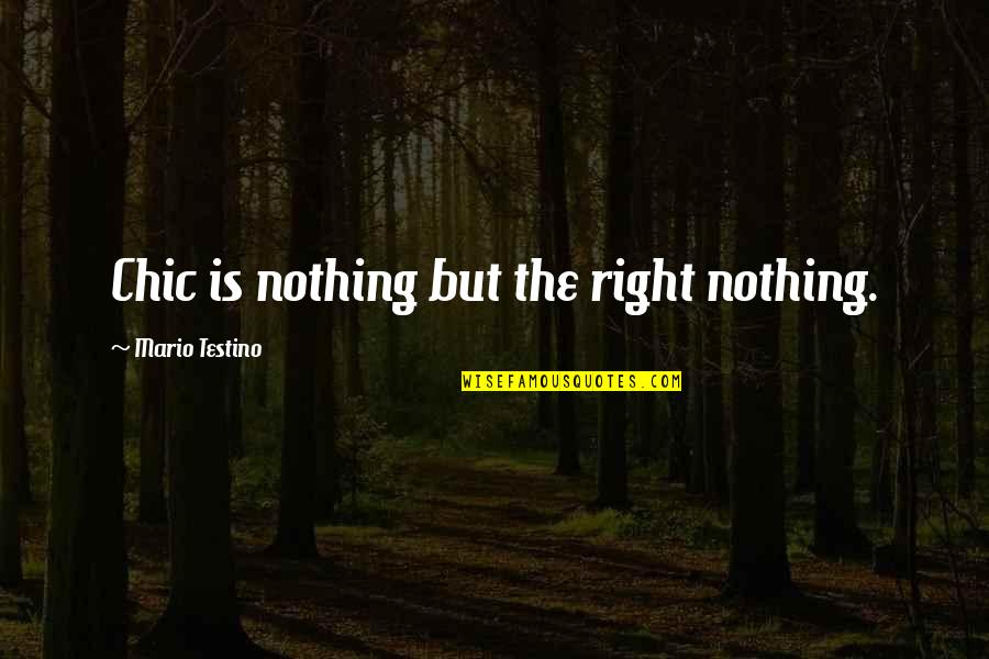Mario Testino Quotes By Mario Testino: Chic is nothing but the right nothing.