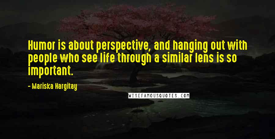 Mariska Hargitay quotes: Humor is about perspective, and hanging out with people who see life through a similar lens is so important.