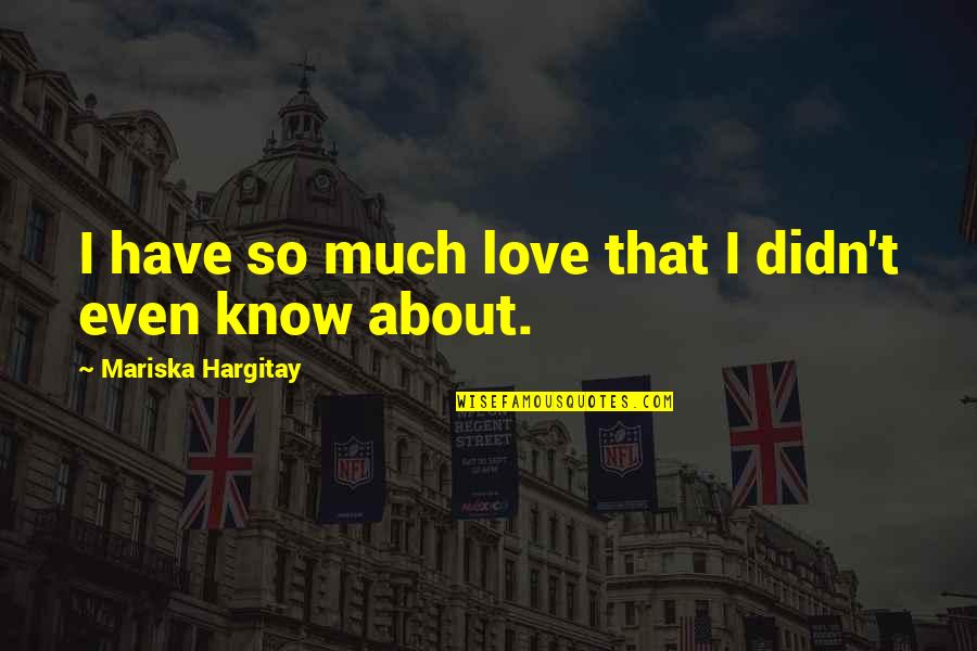 Mariska Quotes By Mariska Hargitay: I have so much love that I didn't