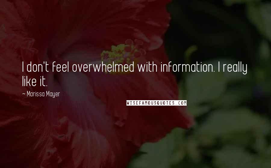 Marissa Mayer quotes: I don't feel overwhelmed with information. I really like it.