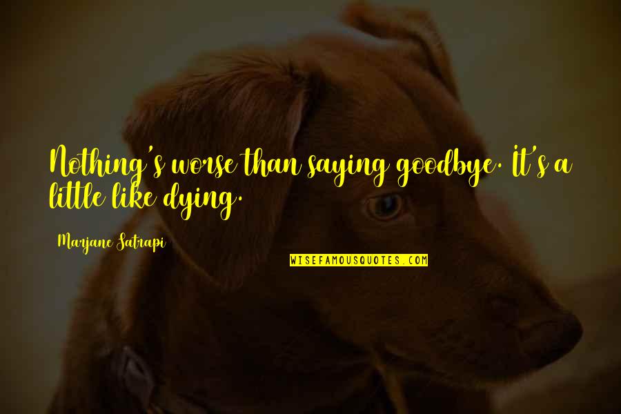 Marjane Quotes By Marjane Satrapi: Nothing's worse than saying goodbye. It's a little