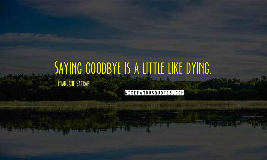 Marjane Satrapi quotes: Saying goodbye is a little like dying.