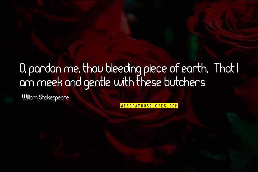 Mark Antony In Julius Caesar Quotes By William Shakespeare: O, pardon me, thou bleeding piece of earth,