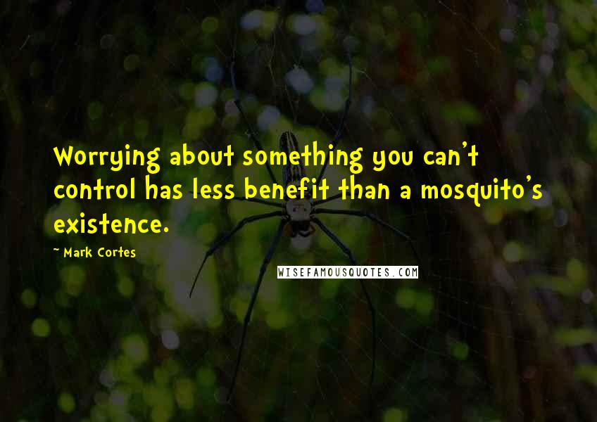 Mark Cortes quotes: Worrying about something you can't control has less benefit than a mosquito's existence.