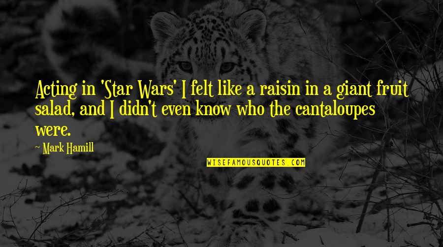 Mark Felt Quotes By Mark Hamill: Acting in 'Star Wars' I felt like a