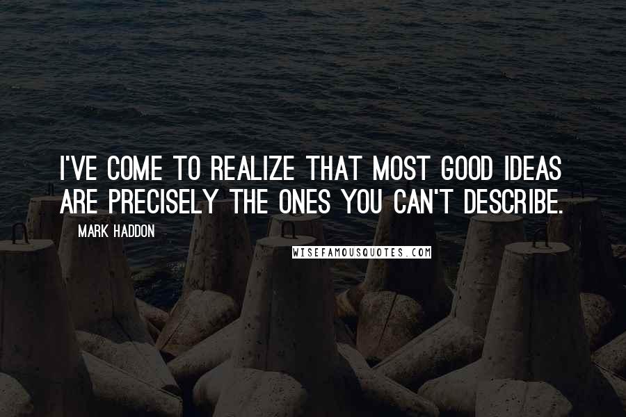 Mark Haddon quotes: I've come to realize that most good ideas are precisely the ones you can't describe.