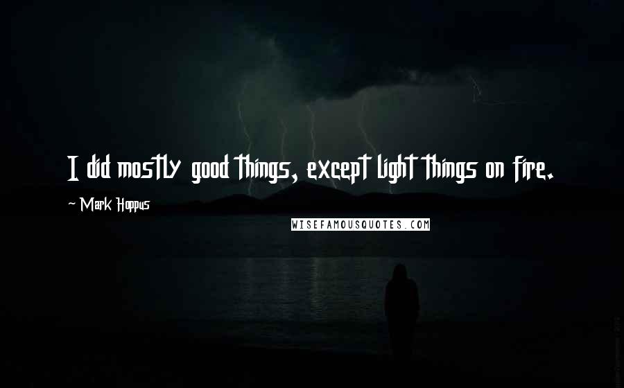 Mark Hoppus quotes: I did mostly good things, except light things on fire.