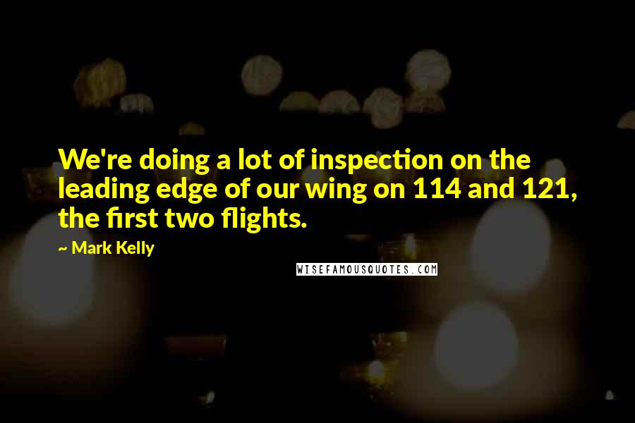 Mark Kelly quotes: We're doing a lot of inspection on the leading edge of our wing on 114 and 121, the first two flights.