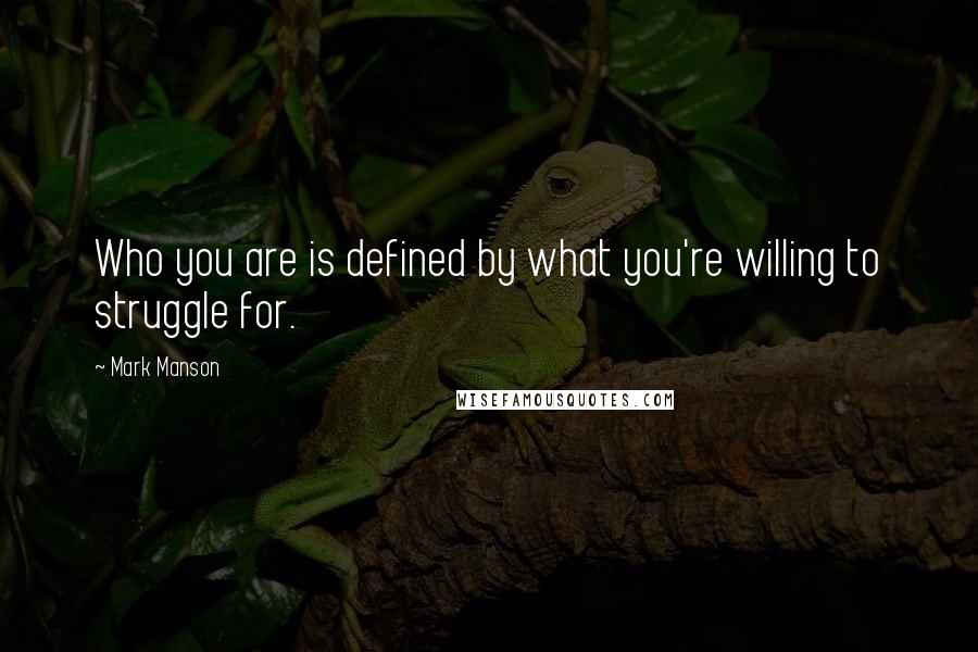 Mark Manson quotes: Who you are is defined by what you're willing to struggle for.