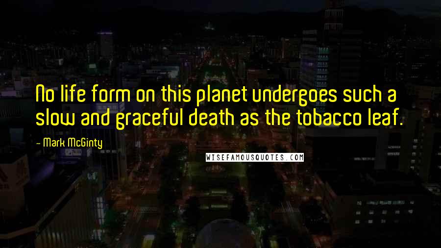 Mark McGinty quotes: No life form on this planet undergoes such a slow and graceful death as the tobacco leaf.