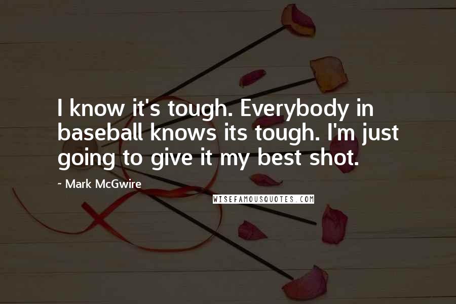 Mark McGwire quotes: I know it's tough. Everybody in baseball knows its tough. I'm just going to give it my best shot.