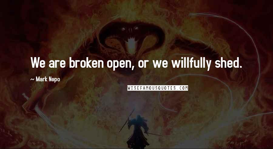 Mark Nepo quotes: We are broken open, or we willfully shed.