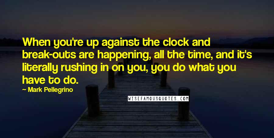 Mark Pellegrino quotes: When you're up against the clock and break-outs are happening, all the time, and it's literally rushing in on you, you do what you have to do.