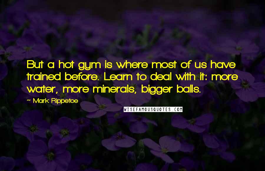 Mark Rippetoe quotes: But a hot gym is where most of us have trained before. Learn to deal with it: more water, more minerals, bigger balls.