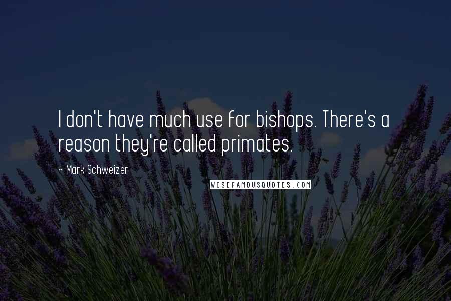 Mark Schweizer quotes: I don't have much use for bishops. There's a reason they're called primates.