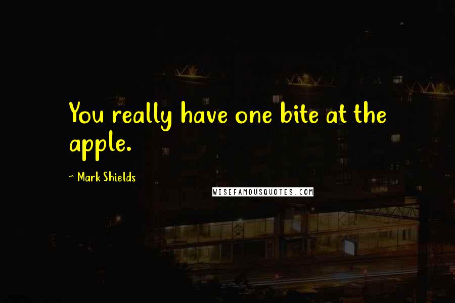 Mark Shields quotes: You really have one bite at the apple.