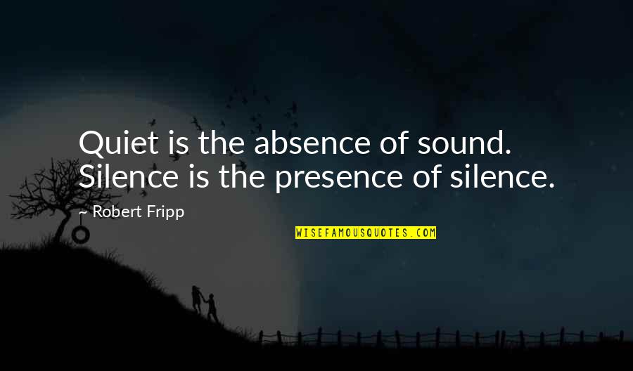 Mark Tufo Quotes By Robert Fripp: Quiet is the absence of sound. Silence is
