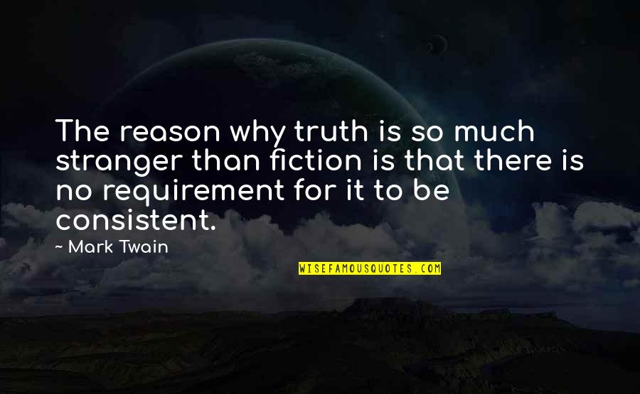 Mark Twain Consistent Quotes By Mark Twain: The reason why truth is so much stranger