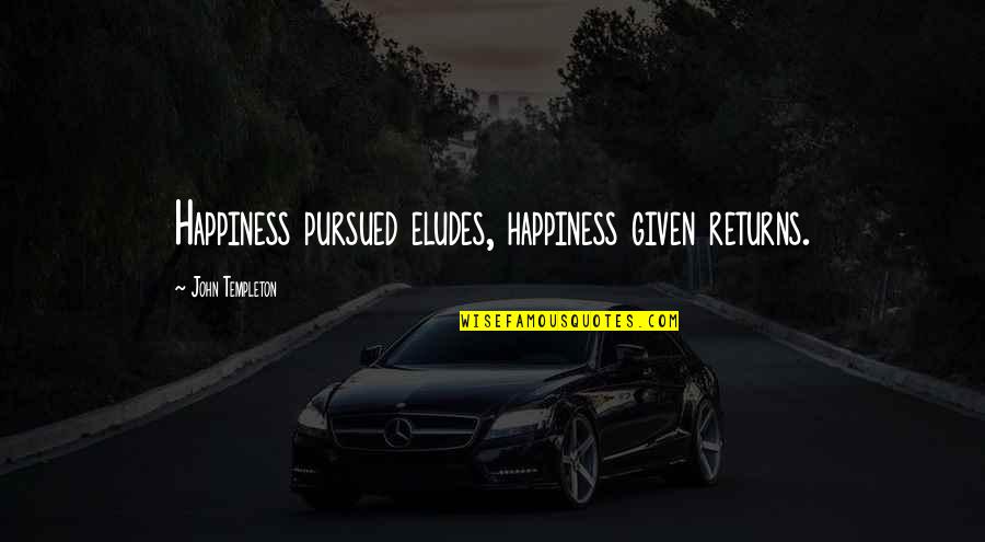 Mark Twain Newspaper Quotes By John Templeton: Happiness pursued eludes, happiness given returns.