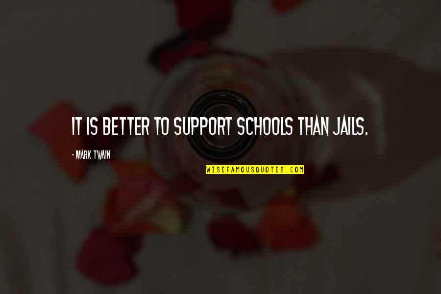 Mark Twain Quotes By Mark Twain: It is better to support schools than jails.