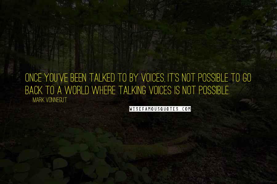 Mark Vonnegut quotes: Once you've been talked to by voices, it's not possible to go back to a world where talking voices is not possible.