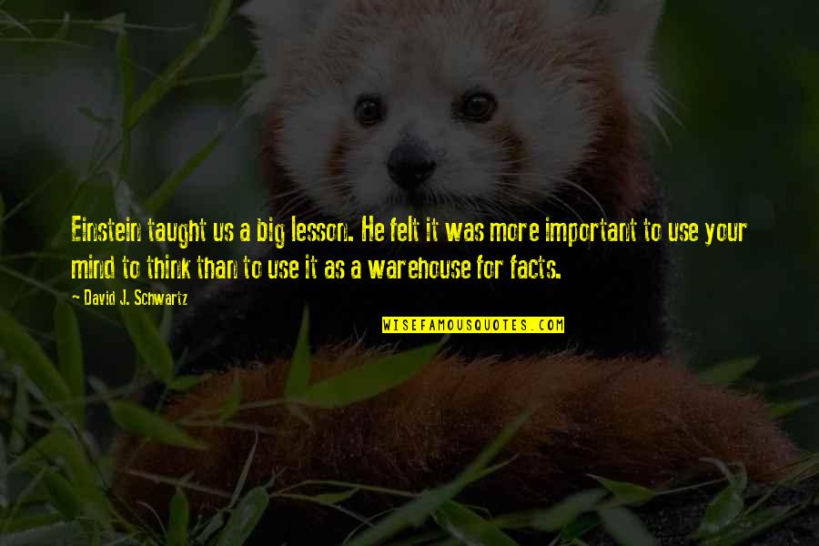 Markeith Rivers Quotes By David J. Schwartz: Einstein taught us a big lesson. He felt Markeith Rivers Quotes By David J. Schwartz: Einstein taught us a big lesson. He felt
