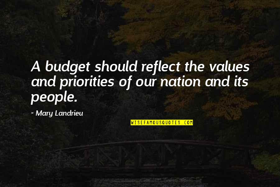 Market Entry Quotes By Mary Landrieu: A budget should reflect the values and priorities