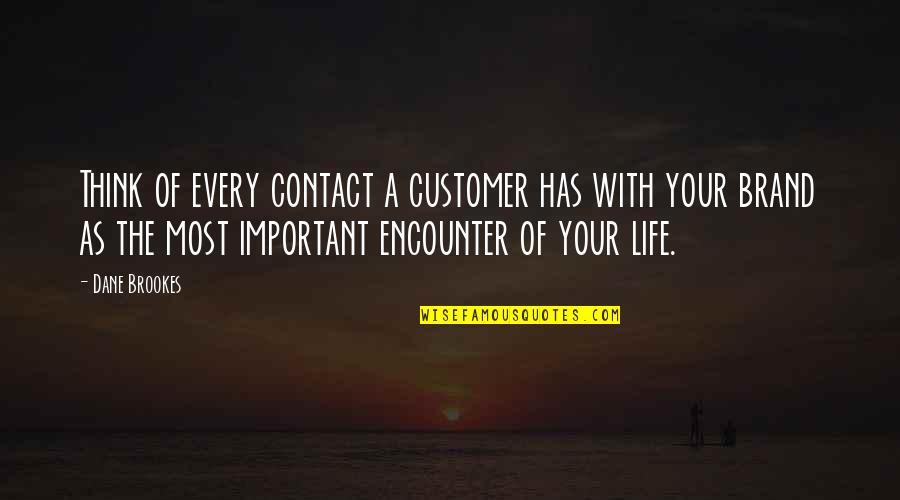 Marketing And Sales Quotes By Dane Brookes: Think of every contact a customer has with