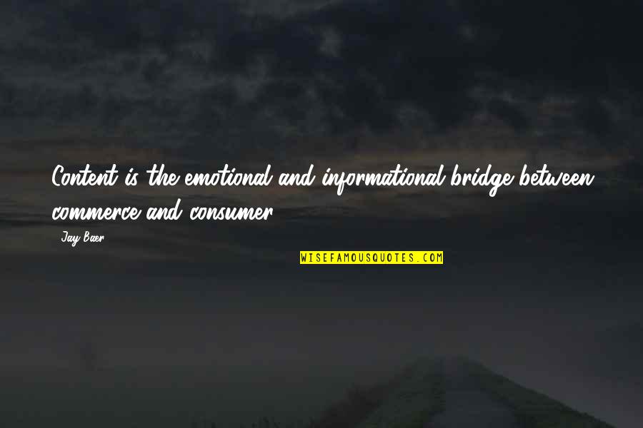 Marketing Consumer Quotes By Jay Baer: Content is the emotional and informational bridge between