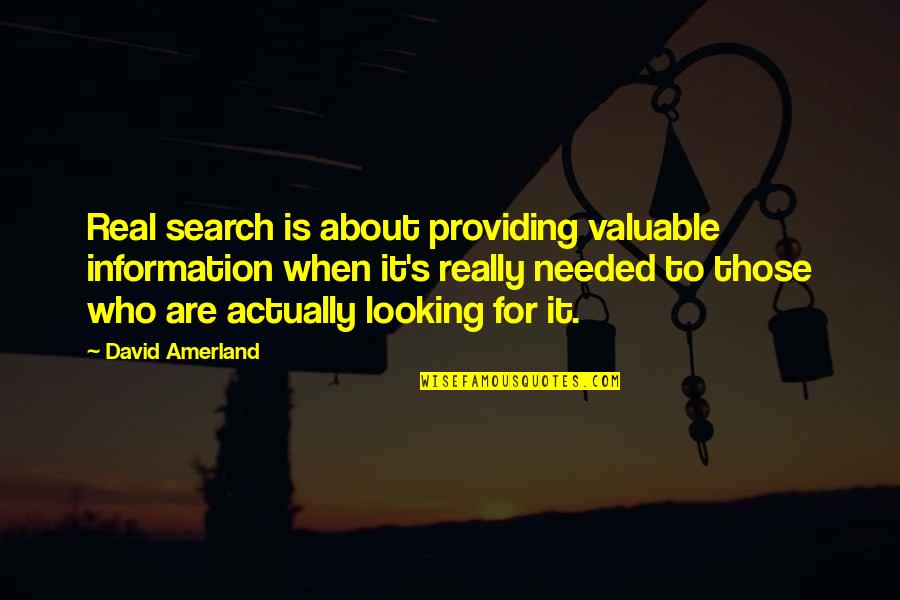 Marketing's Quotes By David Amerland: Real search is about providing valuable information when