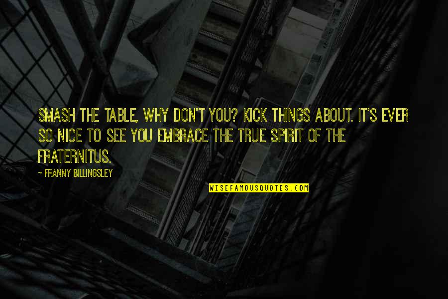 Markides Estates Quotes By Franny Billingsley: Smash the table, why don't you? Kick things Markides Estates Quotes By Franny Billingsley: Smash the table, why don't you? Kick things