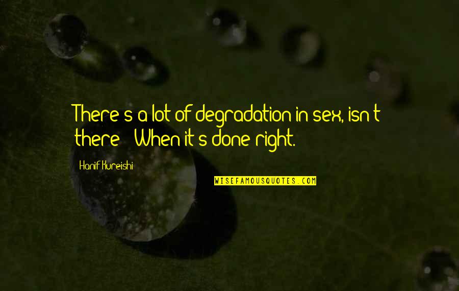 Markides Estates Quotes By Hanif Kureishi: There's a lot of degradation in sex, isn't