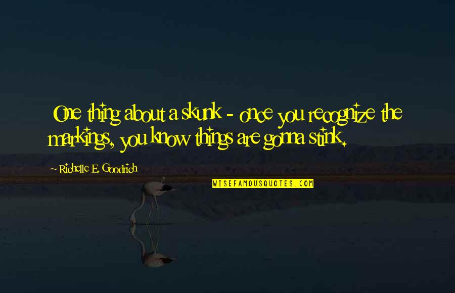 Markings Inc Quotes By Richelle E. Goodrich: One thing about a skunk - once you Markings Inc Quotes By Richelle E. Goodrich: One thing about a skunk - once you