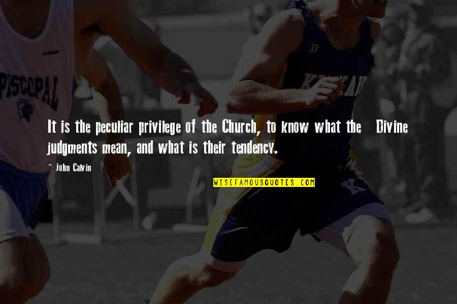 Marksmen's Quotes By John Calvin: It is the peculiar privilege of the Church,