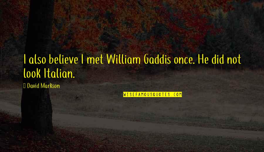 Markson's Quotes By David Markson: I also believe I met William Gaddis once.