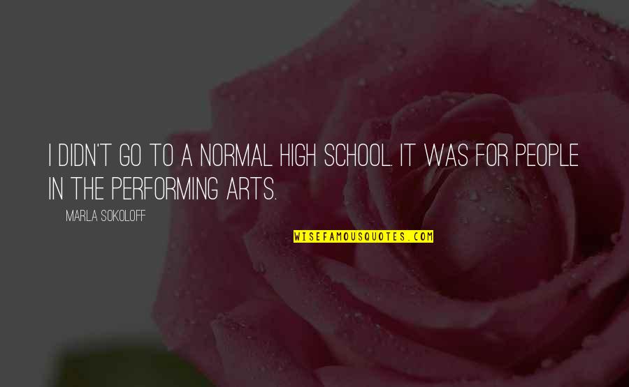 Marla's Quotes By Marla Sokoloff: I didn't go to a normal high school.
