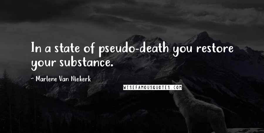Marlene Van Niekerk quotes: In a state of pseudo-death you restore your substance.