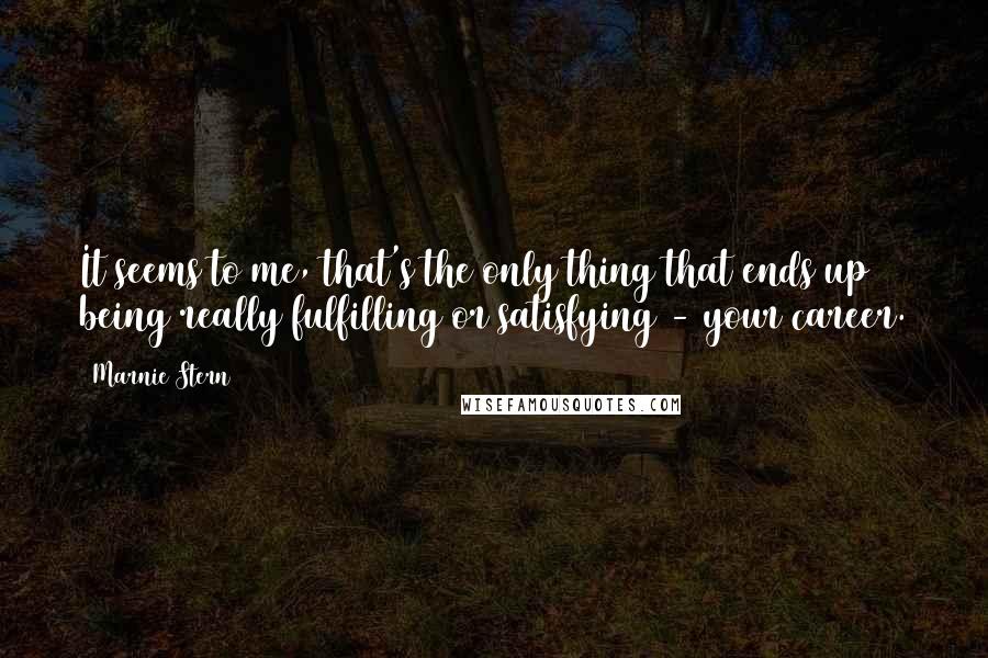 Marnie Stern quotes: It seems to me, that's the only thing that ends up being really fulfilling or satisfying - your career.