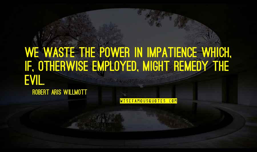 Marprelate Tracts Quotes By Robert Aris Willmott: We waste the power in impatience which, if,