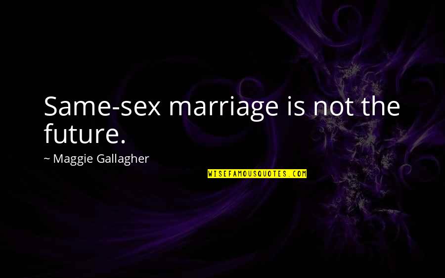 Marriage And The Future Quotes By Maggie Gallagher: Same-sex marriage is not the future.
