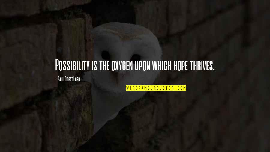 Marriage Finances Quotes By Paul Rogat Loeb: Possibility is the oxygen upon which hope thrives.