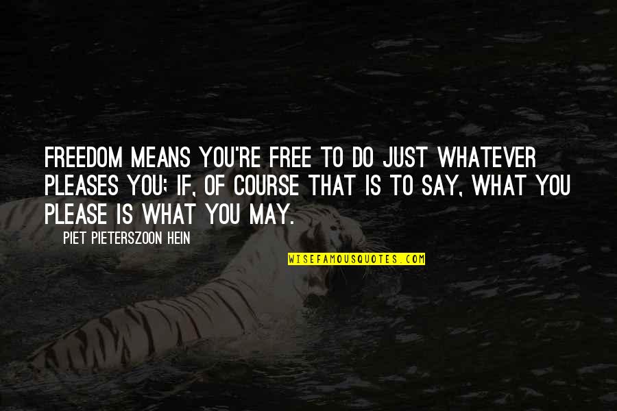 Marriage In The House Of Mirth Quotes By Piet Pieterszoon Hein: Freedom means you're free to do just whatever