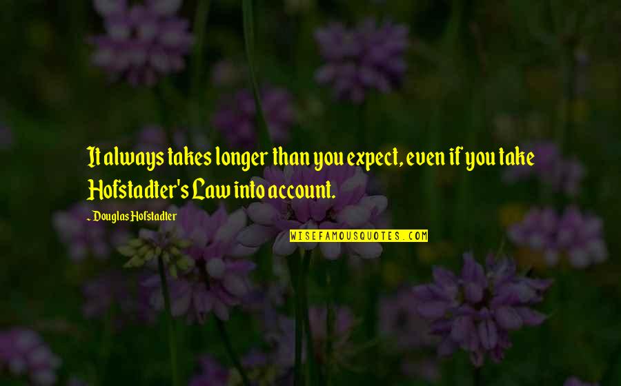 Marriage Journey Started Quotes By Douglas Hofstadter: It always takes longer than you expect, even