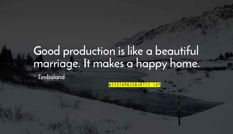 Marriage More Beautiful Quotes By Timbaland: Good production is like a beautiful marriage. It
