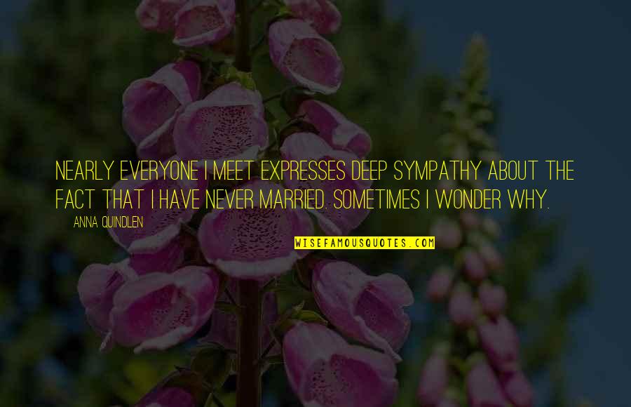 Married And Unmarried Quotes By Anna Quindlen: Nearly everyone I meet expresses deep sympathy about